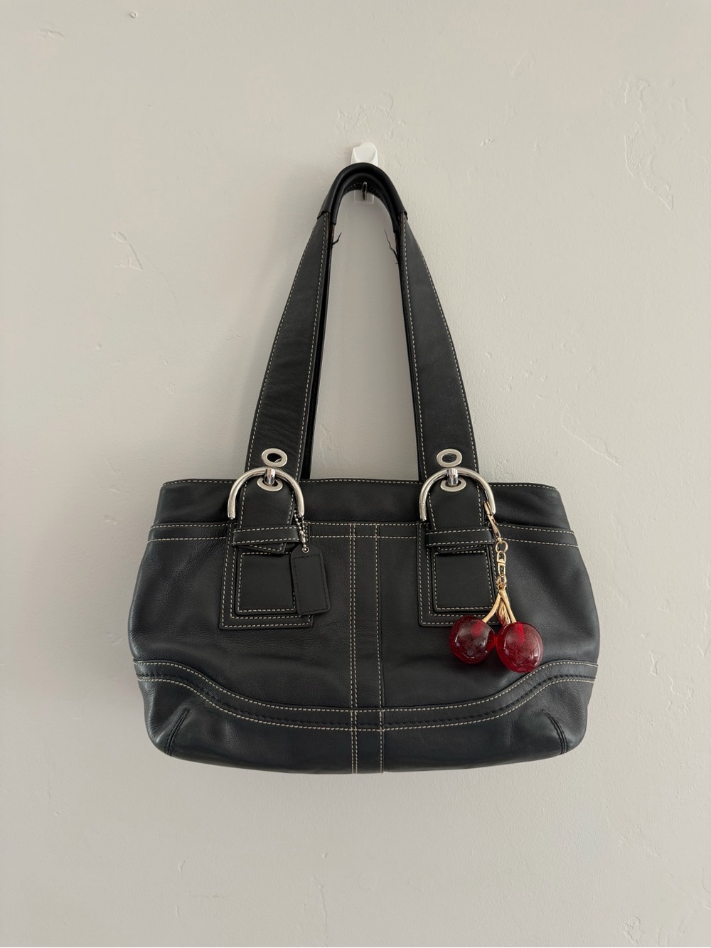 Coach Classic Black Leather Tote Bag